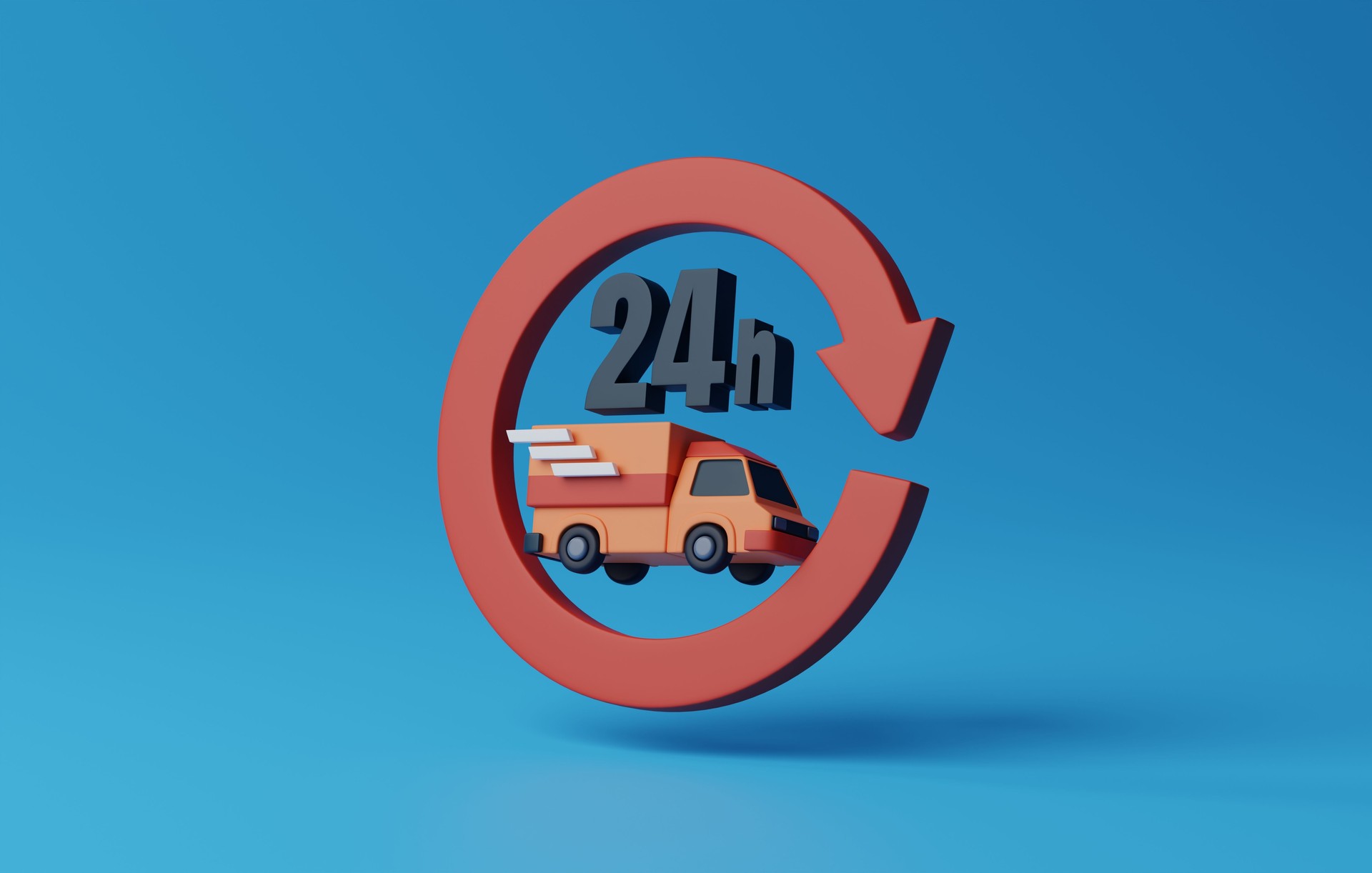 24 hours delivery icon fast and reliable shipping solutions 3D render.